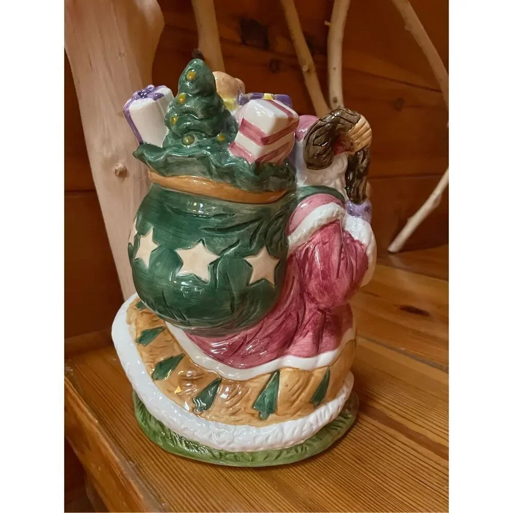 Santa with Toy Sack and Ceramic Cookie Jar
